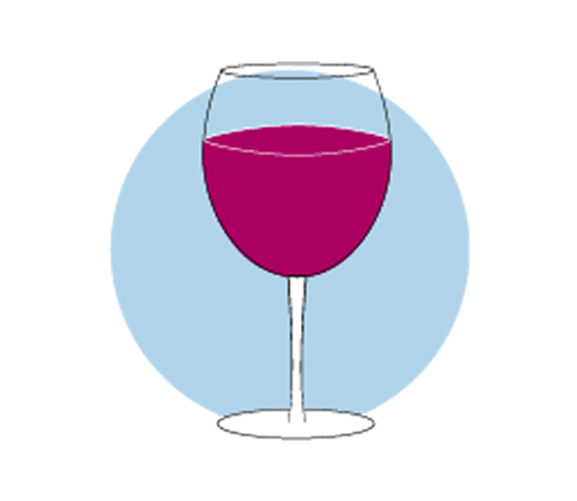 Une icône d’un verre rempli de vin rouge.
