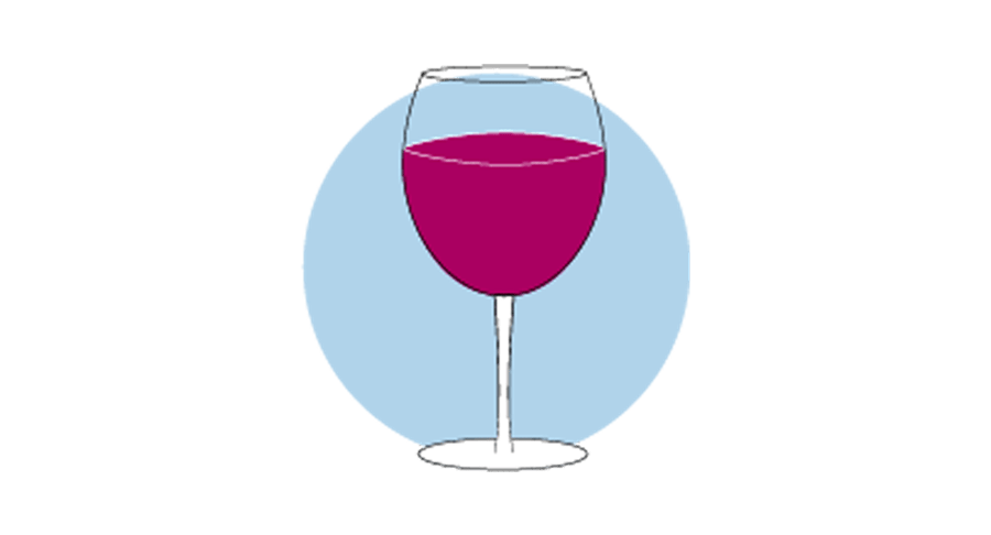 An icon of a glass filled with red wine.