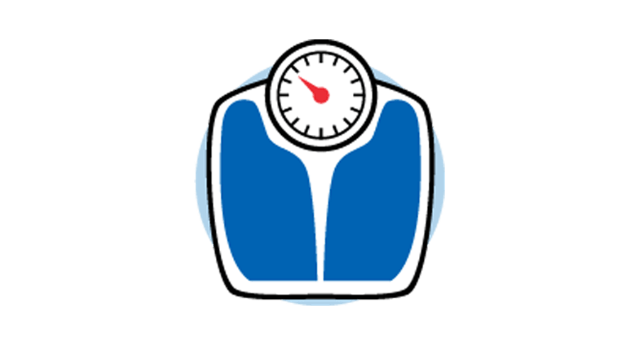 An icon of a blue weight scale.