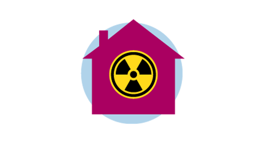 An icon of a house with a radiation symbol in the middle.