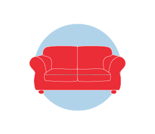 Une icône d’un canapé rouge.