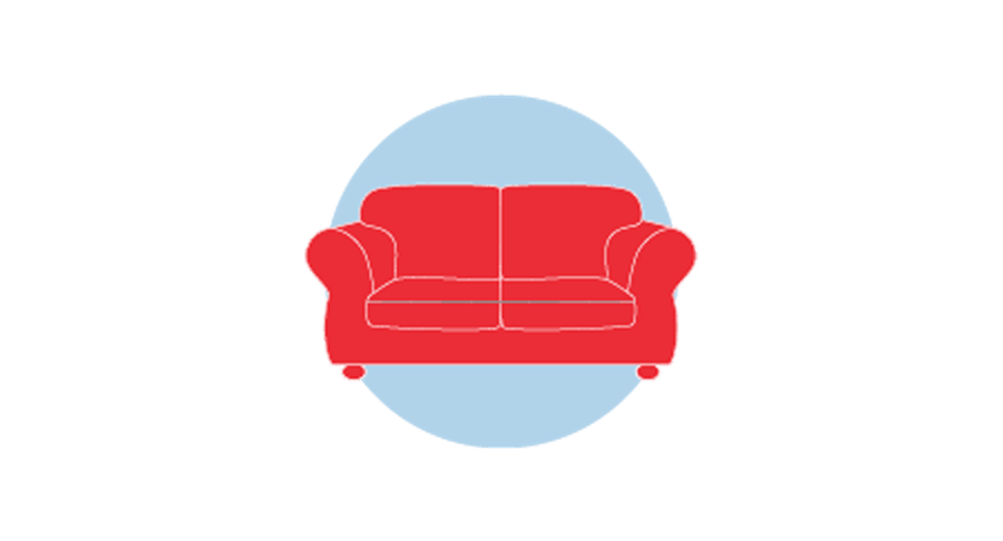 An icon of a red couch.