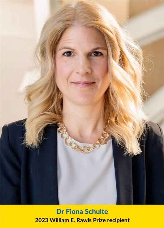 A photo of 2023 William E. Rawls Prize recipient, Dr Fiona Schulte.