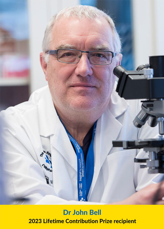A photo of 2023 Lifetime Contribution Prize recipient, Dr John Bell