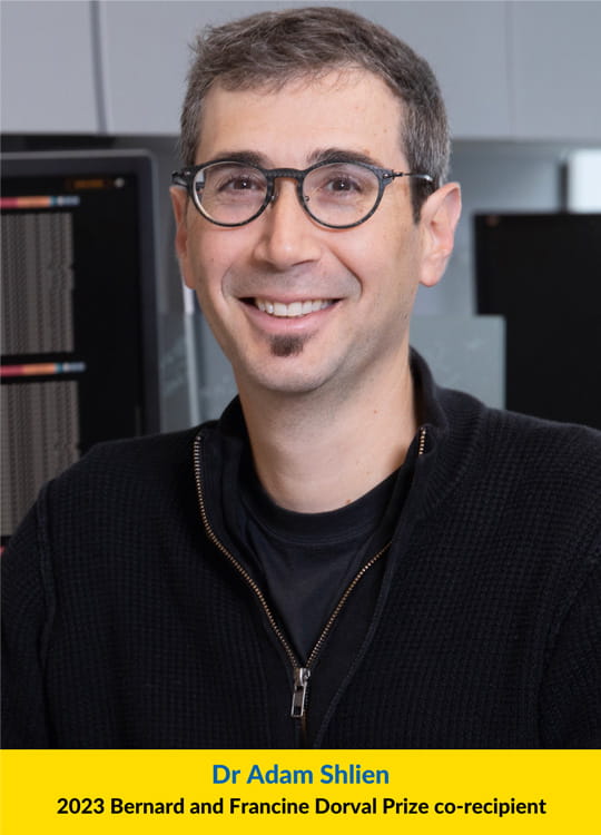 A photo of 2023 Bernard and Francine Dorval Prize co-recipient, Dr Adam Shlien