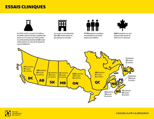 Une infographie décrivant notre investissement dans le Groupe canadien d'essais sur le cancer et leurs réalisations en 2019