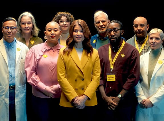 Cassidy London, cancer survivor (centre). It takes all of us - healthcare providers, researchers, communities, donors and volunteers - to take on cancer.