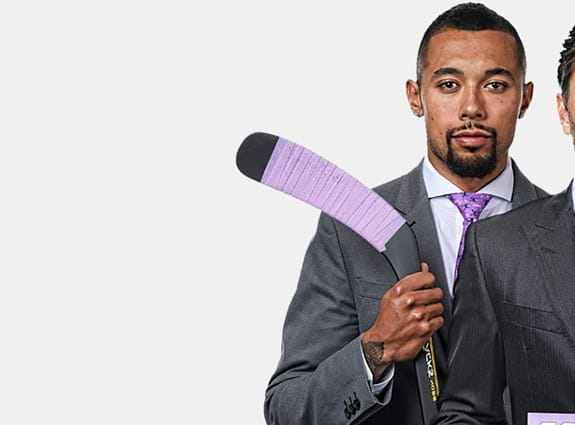 Three hockey players