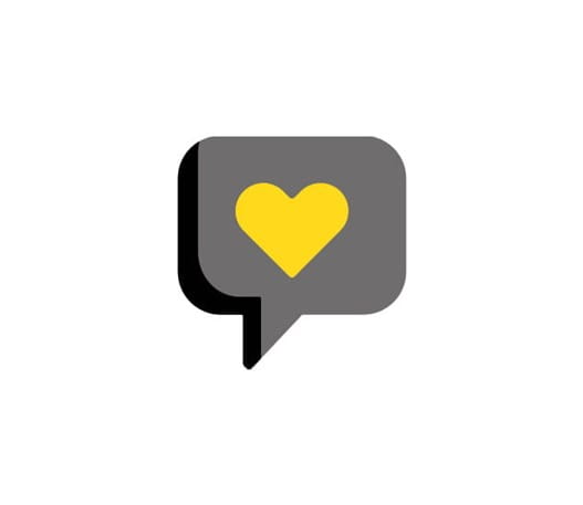 a heart in a speech bubble icon