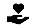 Icon of a heart with an open hand underneath 