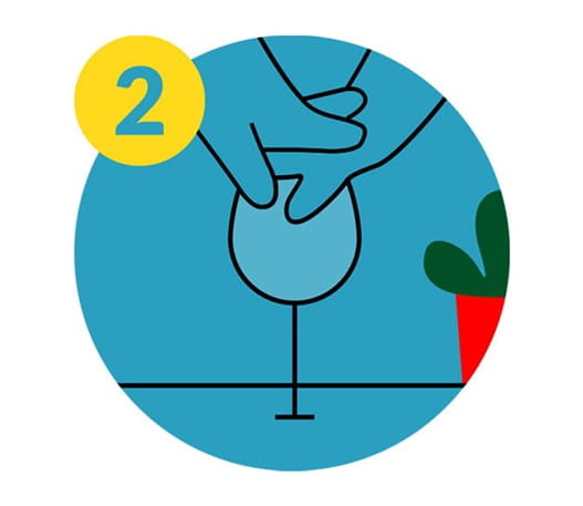 Icon of a cartoon hands covering a wine glass