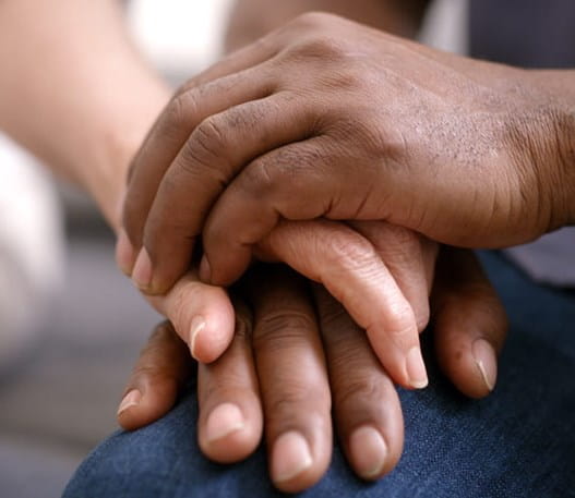 Support, help and couple holding hands for hope, empathy and love in marriage therapy. Security, trust and man and woman with solidarity, kindness and gratitude in counseling with care and respect